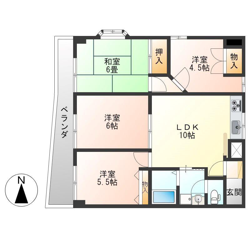 プレステージ簗瀬(4LDK/4階)の間取り写真