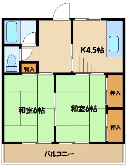 コトブキハイツ(2K/2階)の間取り写真