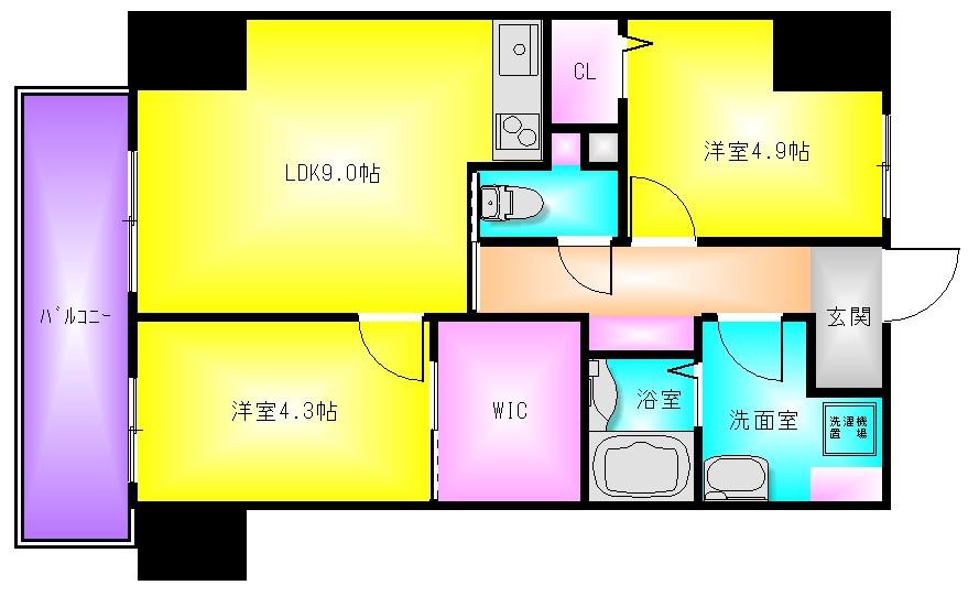 ハイラインV(2LDK/9階)の間取り写真