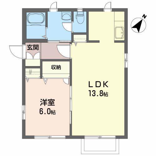 グランブルー(1LDK/2階)の間取り写真