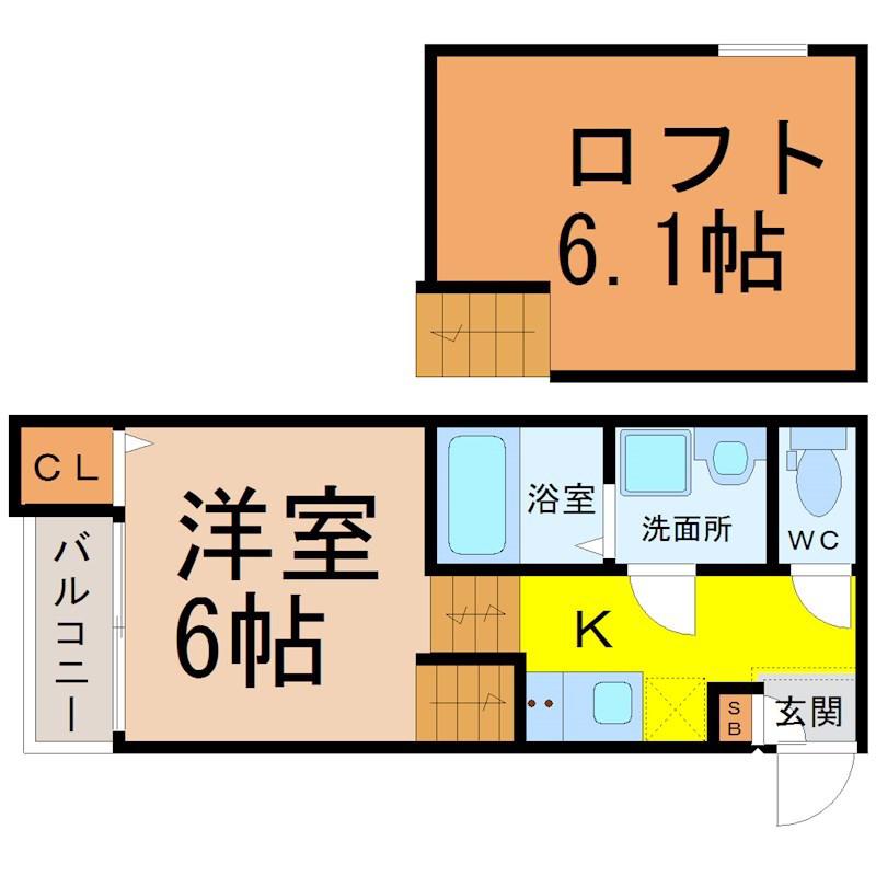 フィールグッド新栄(1K/2階)の間取り写真