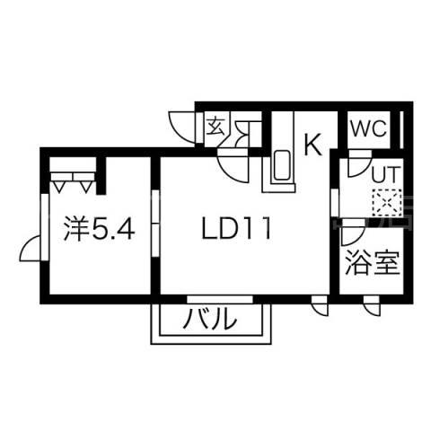 クレア6・5(1LDK/3階)の間取り写真
