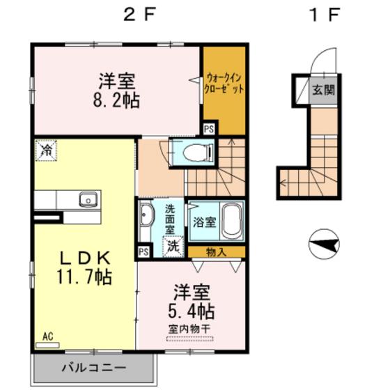 みつばち II(2LDK/2階)の間取り写真