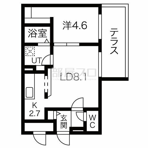 CLASSE月寒ウエスト(1LDK/1階)の間取り写真