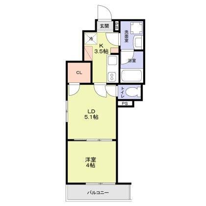 WOODCREST国立RESIDENCE(2K/1階)の間取り写真