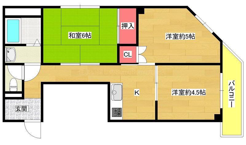 エスペランス(2LDK/2階)の間取り写真