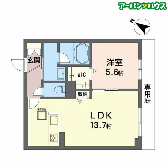 フルールブラン(1LDK/1階)の間取り写真