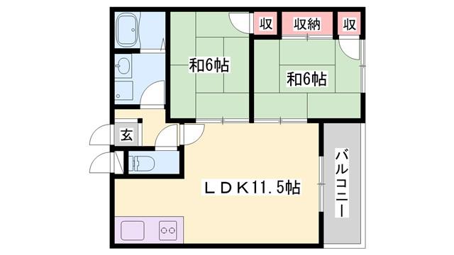 ダイヤモンドパレス(2LDK/3階)の間取り写真