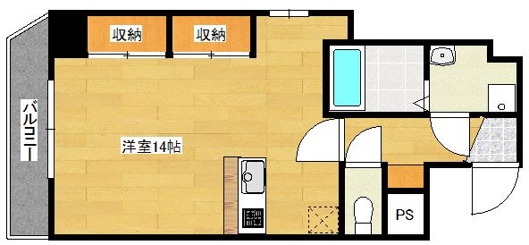 八丁堀 I BLD(ワンルーム/13階)の間取り写真