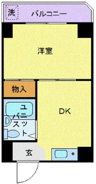 ビューライド川崎(1DK/6階)の間取り写真