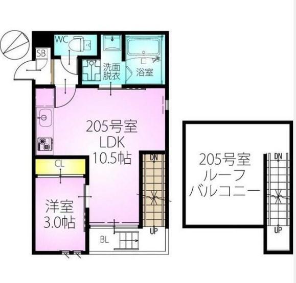 GRANDTIC ACE(1LDK/2階)の間取り写真