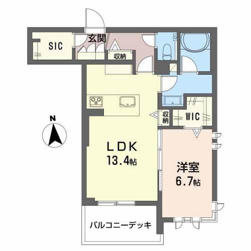 グラン東伊場(1LDK/1階)の間取り写真