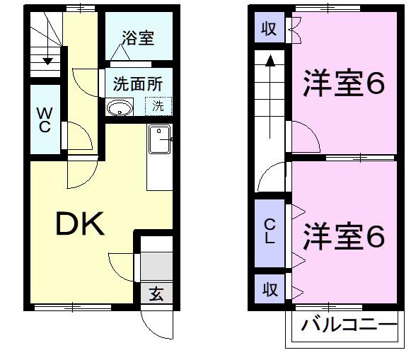 CLAIR II(2DK/1階)の間取り写真