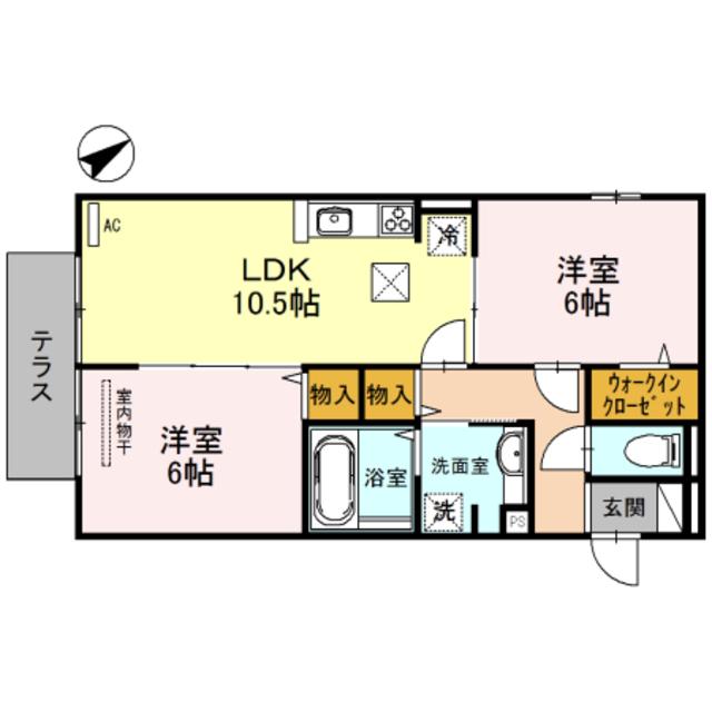 フリージア天王寺(2LDK/1階)の間取り写真