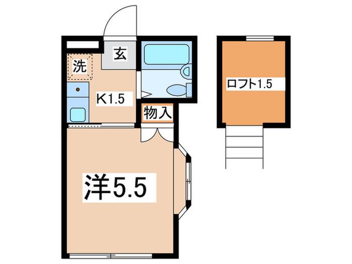 イトウハイツ(1K/2階)の間取り写真