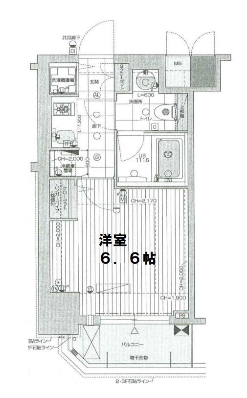 リーガル京町堀II(1K/3階)の間取り写真
