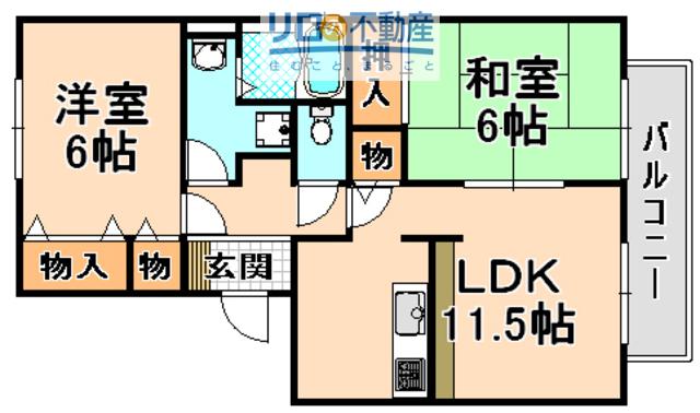 フレマリール野間(2LDK/2階)の間取り写真