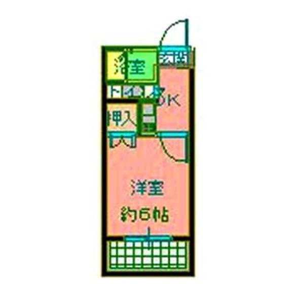 ピア稲荷元町(1K/2階)の間取り写真