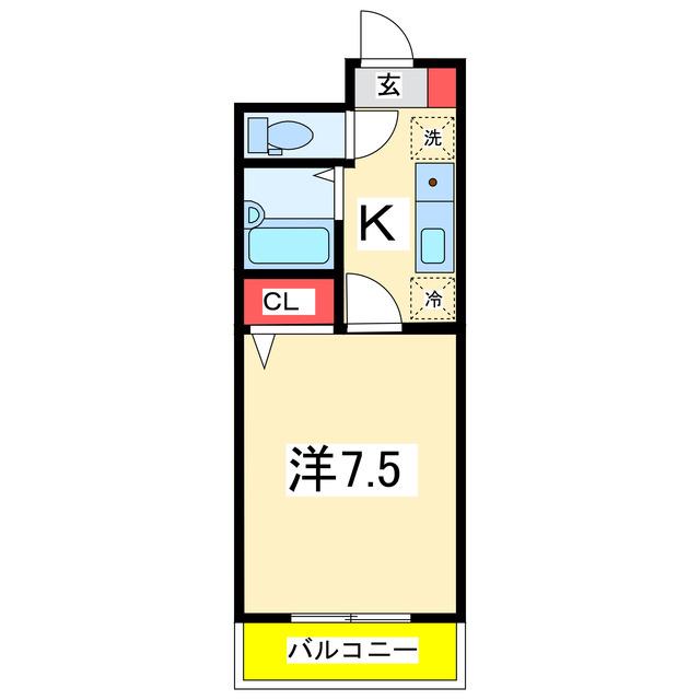 カナン花園(1K/5階)の間取り写真