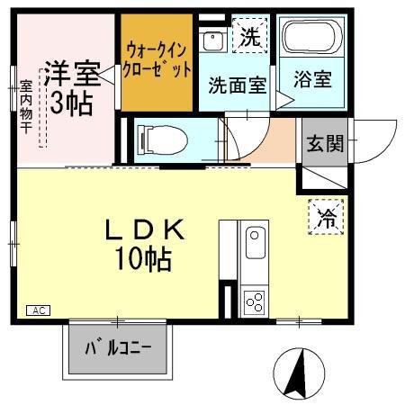 クロスレットA(1LDK/2階)の間取り写真