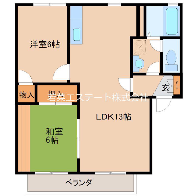 フラワーガーデン津福(2LDK/2階)の間取り写真
