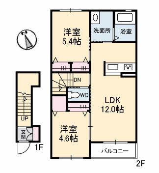 アプリコット II(2LDK/2階)の間取り写真