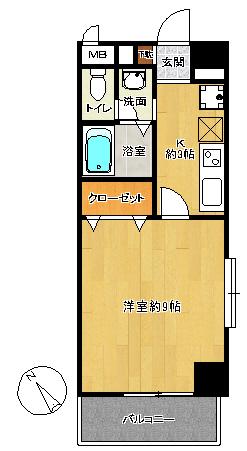 オークパレス(1K/5階)の間取り写真