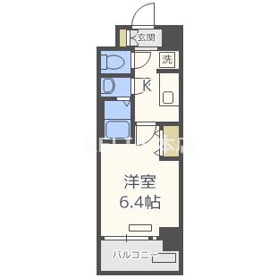 プレサンス上町台夕陽丘(1K/1階)の間取り写真