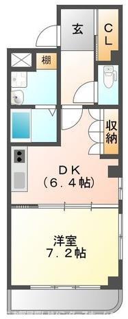 セントグレイス(1DK/4階)の間取り写真