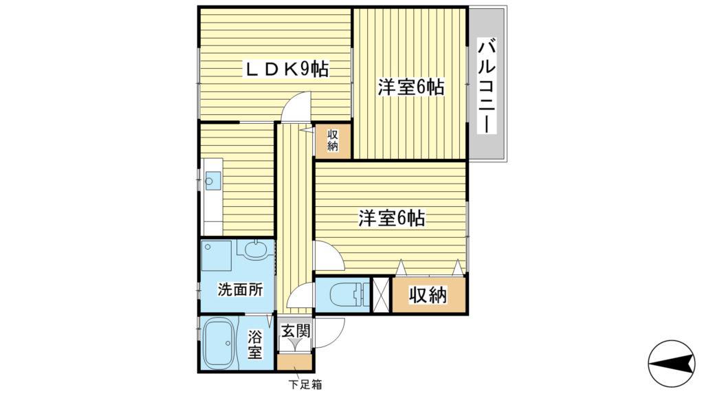 アムール正條 B棟(2LDK/2階)の間取り写真