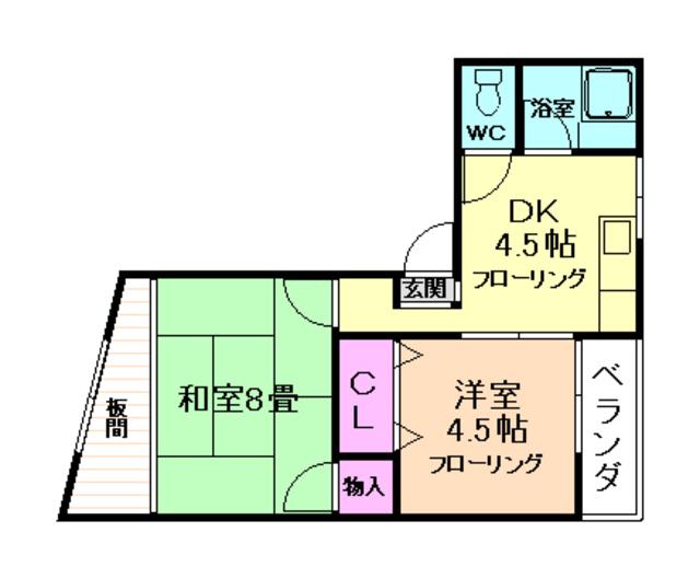 メゾン石橋(2DK/2階)の間取り写真