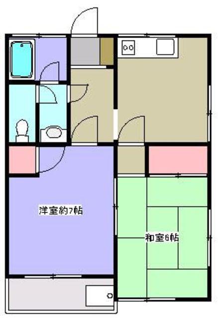 グリーンハイツ高根(2DK/1階)の間取り写真