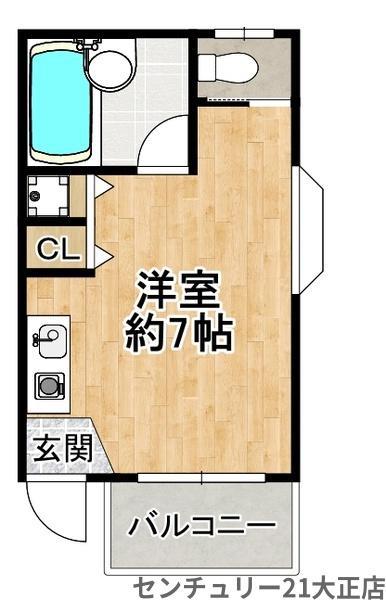 フローラルハウス(ワンルーム/3階)の間取り写真