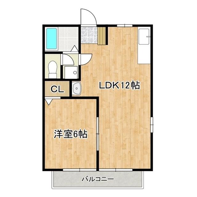 ツインヒルズB(1LDK/2階)の間取り写真