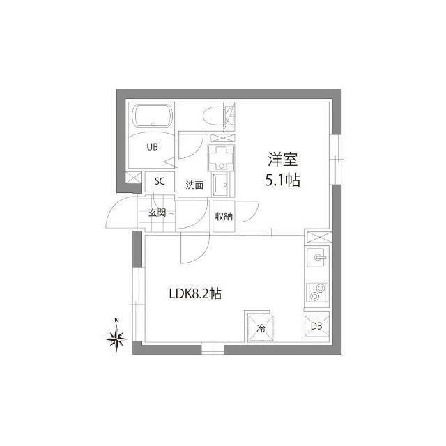 カーサピアッツァ池袋(1LDK/4階)の間取り写真