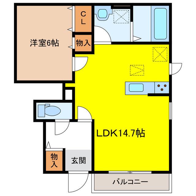 クレーシェル(1LDK/1階)の間取り写真