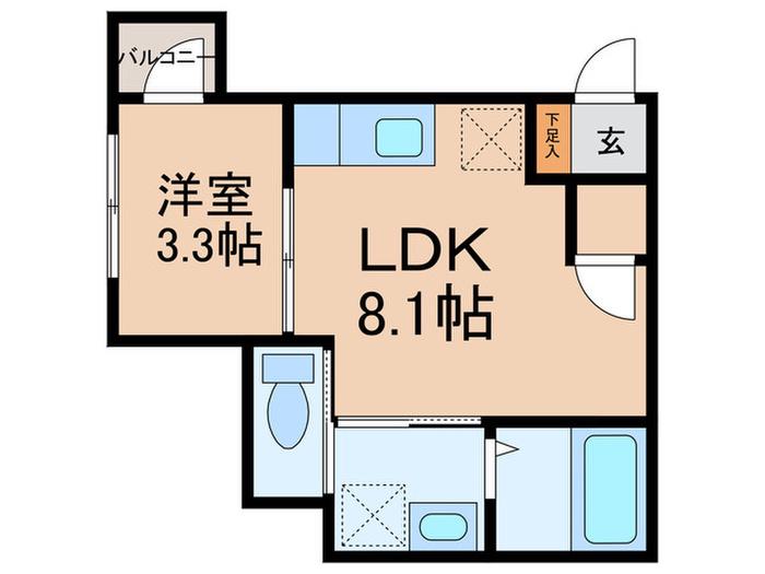 アルテ久留米(1LDK/1階)の間取り写真