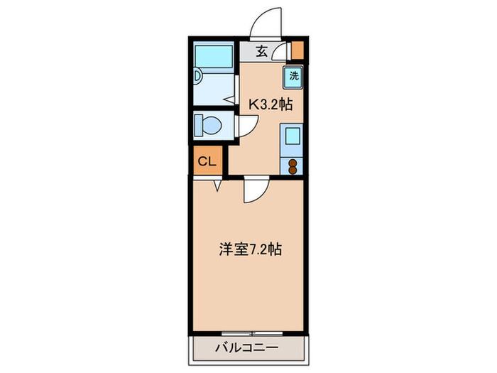 ベリーコート(1K/2階)の間取り写真
