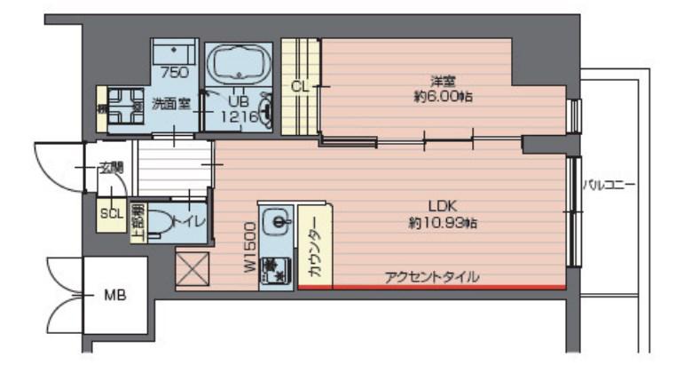 プレジオ西新井(1LDK/15階)の間取り写真