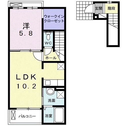 プロムナード(1LDK/2階)の間取り写真