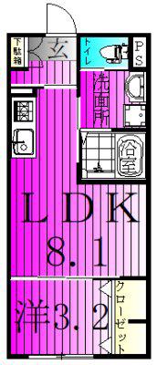 IDEN OAK(1LDK/2階)の間取り写真