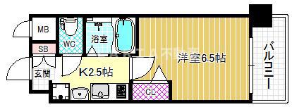 エスリード東梅田(1K/6階)の間取り写真