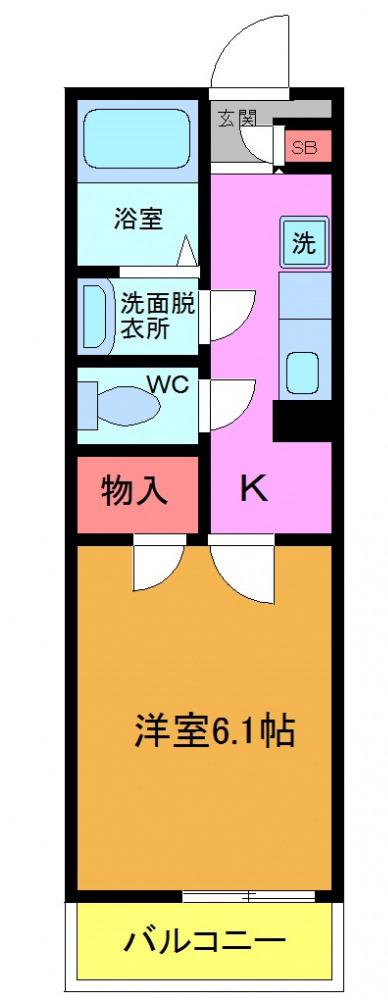 グレイスフロント(1K/1階)の間取り写真