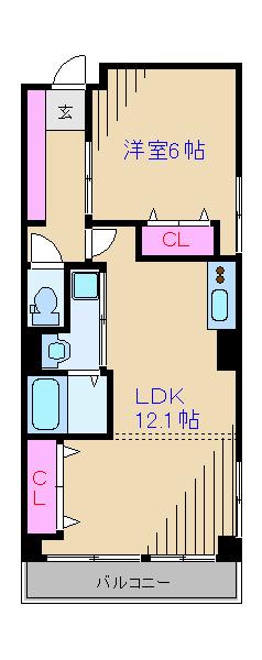 月村マンションNO.10(1LDK/4階)の間取り写真