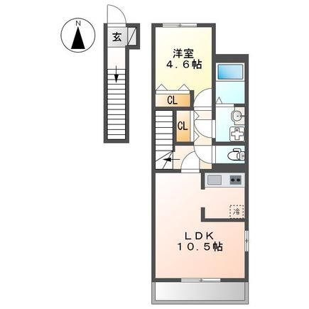 CASA DEL AQUILA(1LDK/2階)の間取り写真
