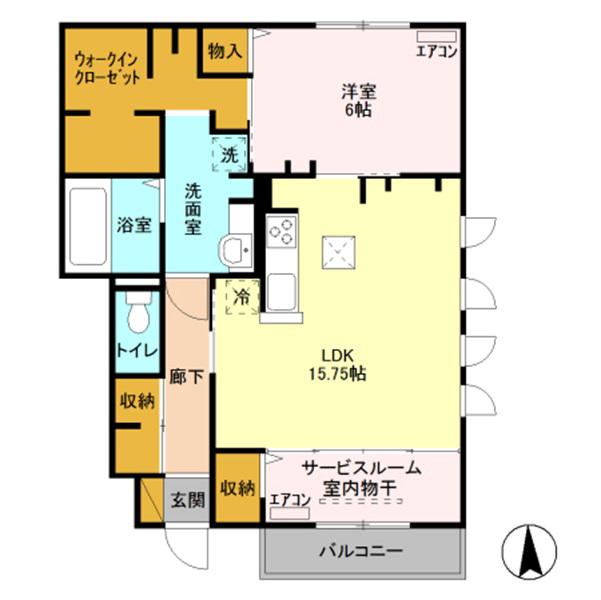 クラーレY(1LDK/1階)の間取り写真
