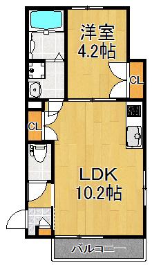 ラ グラシューズ(1LDK/2階)の間取り写真