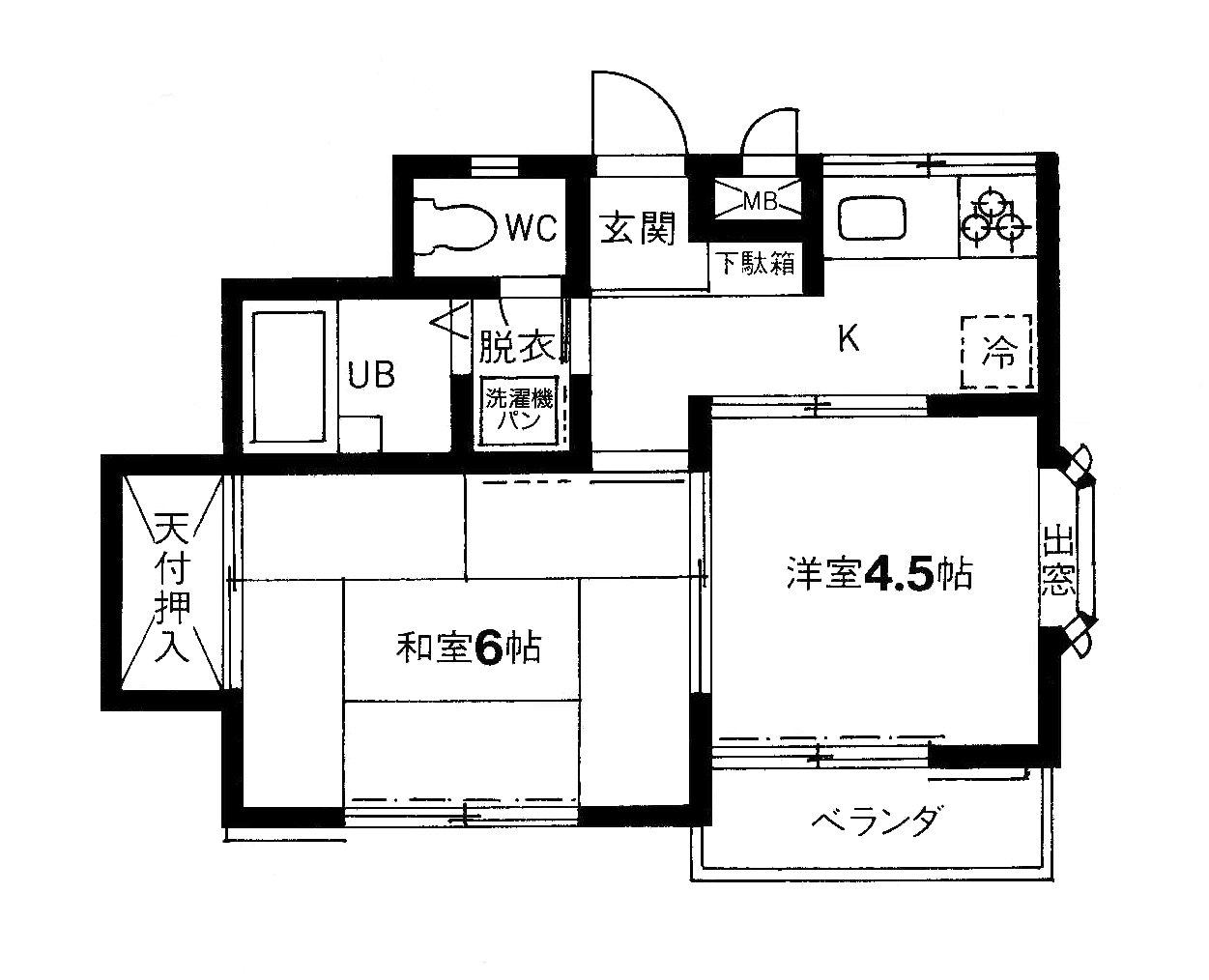 パステルハイム(2K/2階)の間取り写真