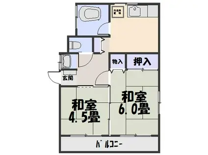 柳元マンション(2K/2階)の間取り写真