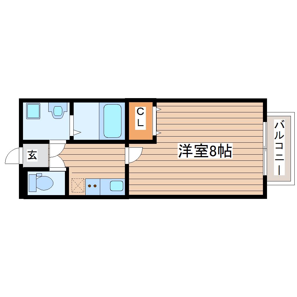キャピタル大和町 B(1K/2階)の間取り写真